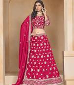 Embroidered Art Silk Rani Pink Designer Lehenga Choli