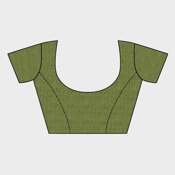 olive shimmer net embroidered saree with unstitched blouse piece 5