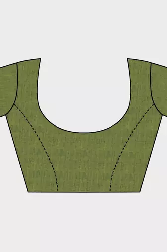 olive shimmer net embroidered saree with unstitched blouse piece