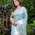 Kimisha women's sky blue tissue kanjeevaram saree with unstitched blouse piece