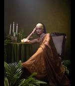 Huts and looms solid golden organza tissue saree