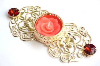 Floral Ornate Metallic Rangoli Centre Wax interchangable and Refill Diwali Diya 1