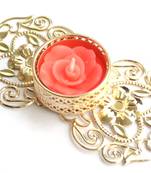 Floral Ornate Metallic Rangoli Centre Wax interchangable and Refill Diwali Diya