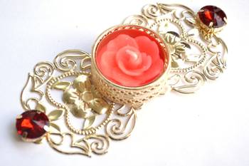 Floral Ornate Metallic Rangoli Centre Wax interchangable and Refill Diwali Diya 3