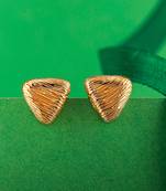  gold-toned geometric triangle stud earrings with textured surface     stylish and versatile earrings