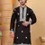 Men black cotton silk ethnic motifs embroidered kurta