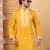 men yellow cotton silk ethnic motifs embroidered kurta