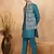 Cotton silk embroidered blue kurta and trouser with floral embroidered blue nehru jacket