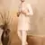 Cotton silk embroidered beige kurta and trouser with floral embroidered beige nehru jacket