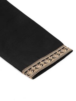 Cotton silk embroidered black kurta and trouser with floral embroidered black nehru jacket 4