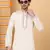 Men cream cotton silk ethnic motifs embroidered kurta