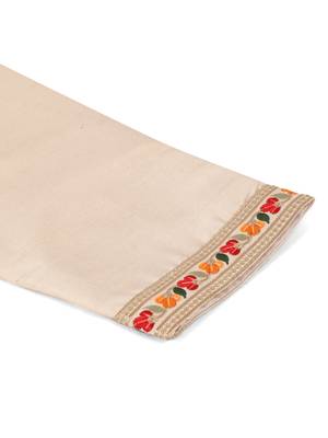 Cotton silk embroidered beige kurta and trouser with floral embroidered beige nehru jacket 4
