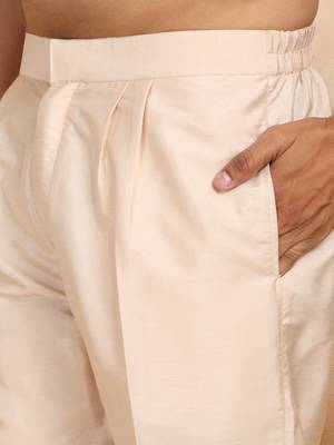 Cotton silk embroidered beige kurta and trouser with floral embroidered beige nehru jacket 5