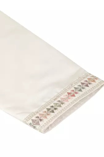 Cotton silk embroidered cream kurta and trouser with floral embroidered cream nehru jacket
