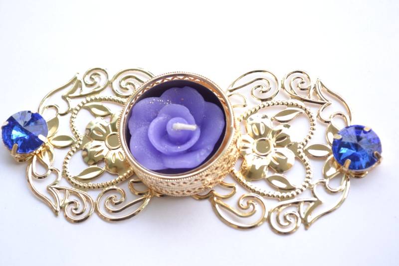 Floral Ornate Metallic Rangoli Centre Wax interchangable and Refill Diwali Diya