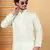 Men light green cotton silk ethnic motifs embroidered kurta