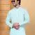 Men sky blue cotton silk ethnic motifs embroidered kurta