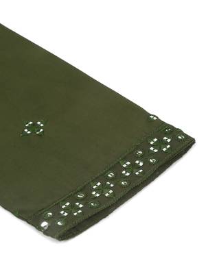 Men olive green cotton silk mirror worked kurta 5