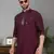 Men purple cotton silk mirror worked kurta
