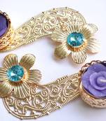 Floral Ornate Metallic Rangoli Centre Wax interchangable and Refill Diwali Diya