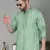 Men sea green cotton silk mirror worked kurta