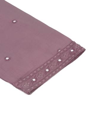Cotton Silk Mirror Work Purple Kurta 5