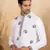 Mandarin collor embroidered cotton white kurta
