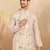 Floral embroidered mandarin collor cotton beige kurta
