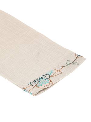 Floral embroidered mandarin collor cotton beige kurta 5