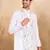 Floral embroidered mandarin collor cotton white kurta