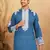 Ethnic embroidered mandarin collor cotton silk blue kurta