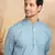 Blue Cotton Printed Kurta For Mens