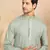 Green cotton printed kurta for mens
