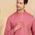 Pink cotton printed kurta for mens