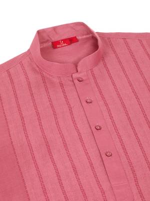 Pink cotton printed kurta for mens 5