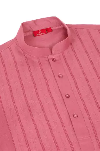 Pink cotton printed kurta for mens