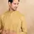 Yellow cotton printed kurta for mens