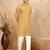 cotton zari striped mandarin collar mustard kurta pyjama set