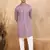 cotton zari striped mandarin collar mauve kurta pyjama set