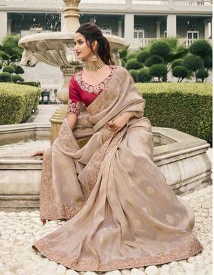Designer Banarsi Silk With Zari Butti And Heavy Thread Sequence Work Border & Tessles 2