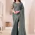 Georgette satin grey embroidered saree
