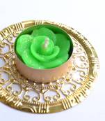 Water Floating Floral Ornate Metallic Centre Wax interchangable and Refill Diwali Diya