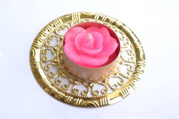 Water Floating Floral Ornate Metallic Centre Wax interchangable and Refill Diwali Diya 1