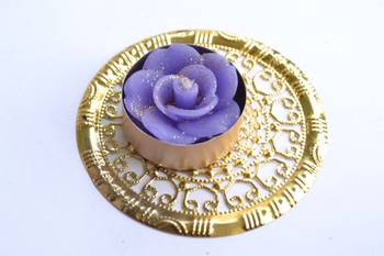 Water Floating Floral Ornate Metallic Centre Wax interchangable and Refill Diwali Diya 1