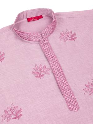 Mandarin collor embroidered cotton mauve kurta with trouser 4