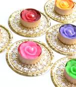Water Floating Floral Ornate Metallic Centre Wax interchangable and Refill Diwali Diya