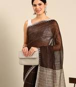 Designer black cotton saree