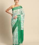 Designer green cotton saree
