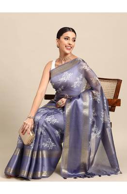 Designer violet silk saree 1
