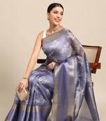Designer violet silk saree